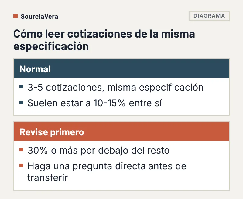 Comparación entre un rango normal de cotizaciones y un precio 30 por ciento o más por debajo del resto