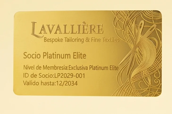 Gold metal NFC membership card, engraved finish