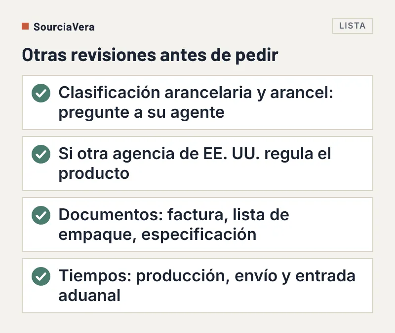 Lista de cuatro revisiones adicionales para un comprador en EE. UU. que pide en Alibaba