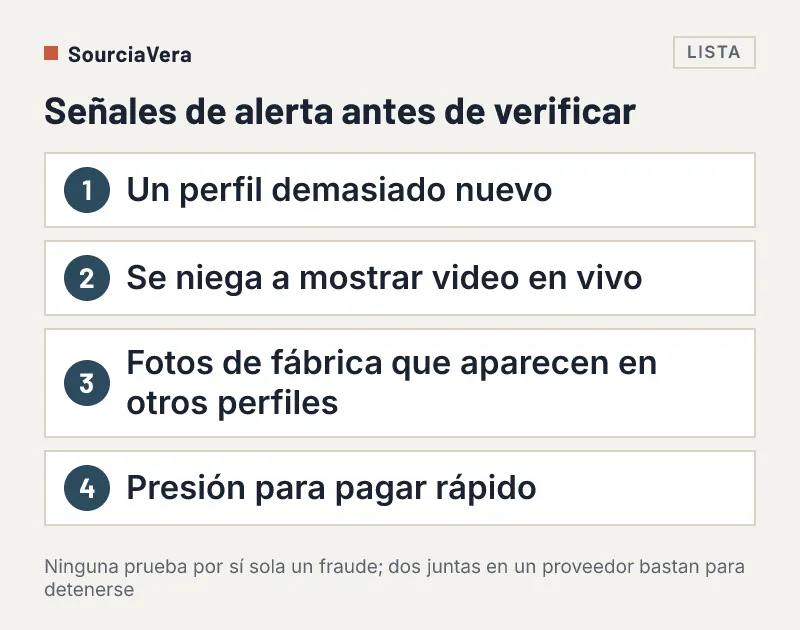 Lista de cuatro señales de alerta antes de la verificación formal de un proveedor