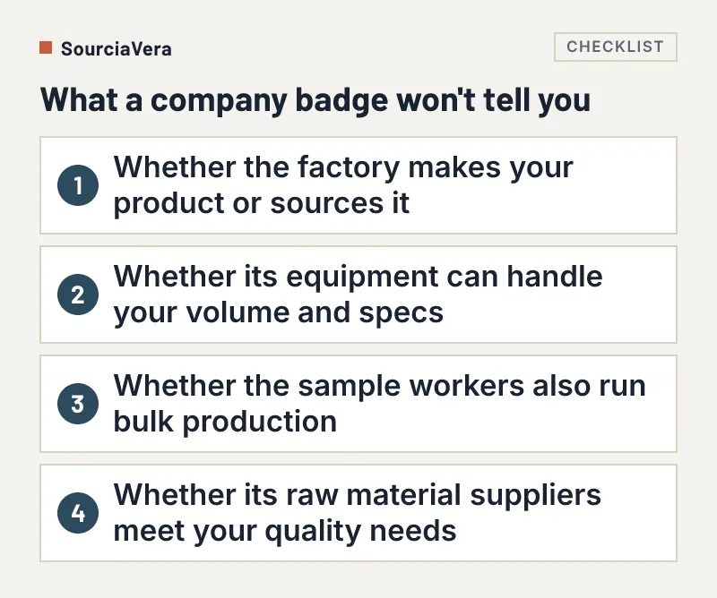 List of four things a company-level badge does not tell you